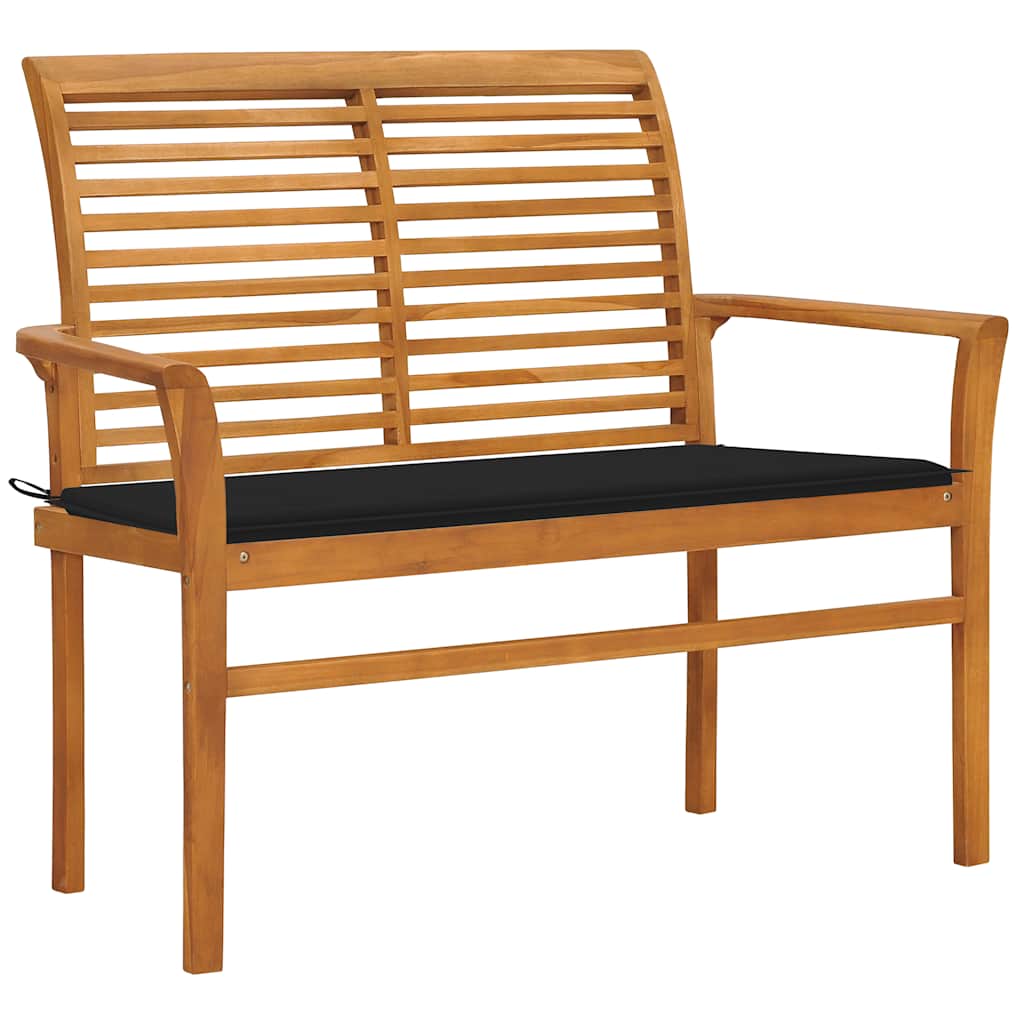 Tuinbank met zwart kussen 112 cm massief teakhout is nu te koop bij PeponiXL, paradijselijk wonen!