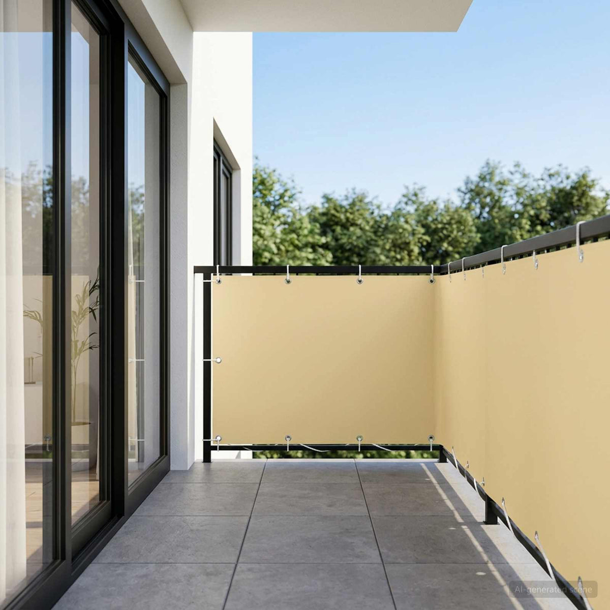 Balkon Privacy Scherm 1,2 x 15 m Stof met PU-coating Beige is nu te koop bij PeponiXL, paradijselijk wonen!