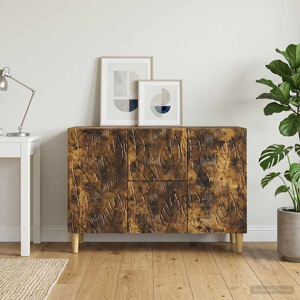 Dressoir Gerookt eiken 89 x 34,5 x 60 cm Bewerkt hout is nu te koop bij PeponiXL, paradijselijk wonen!
