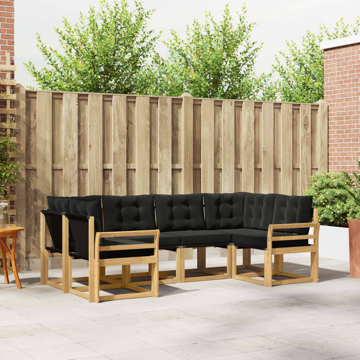 Buiten bankenset met kussen 6 pcs Wit en zwart is nu te koop bij PeponiXL, paradijselijk wonen!