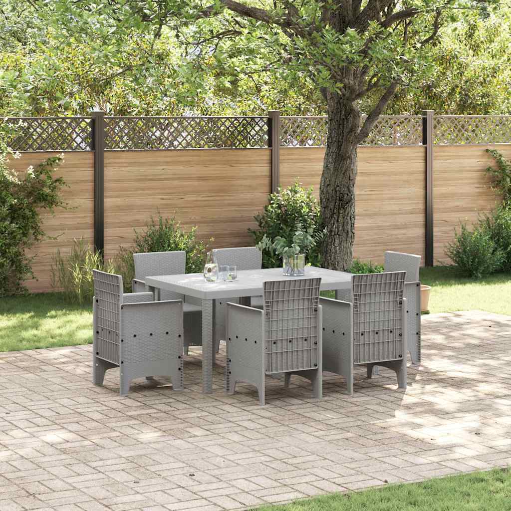 Tuin Eetset 7 st Lichtgrijs Polt riet is nu te koop bij PeponiXL, paradijselijk wonen!