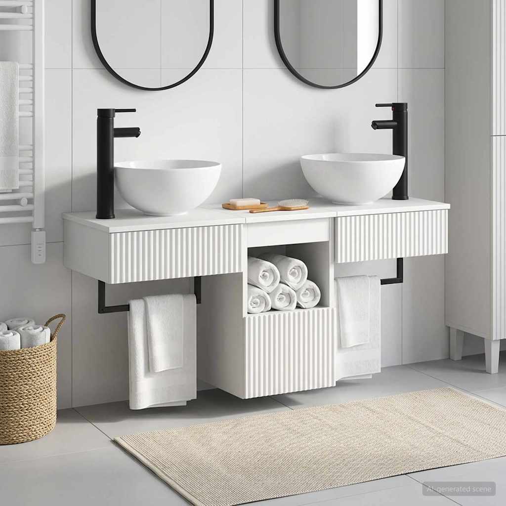 Badkamermeubelset 3 st Wit Bewerkt hout is nu te koop bij PeponiXL, paradijselijk wonen!