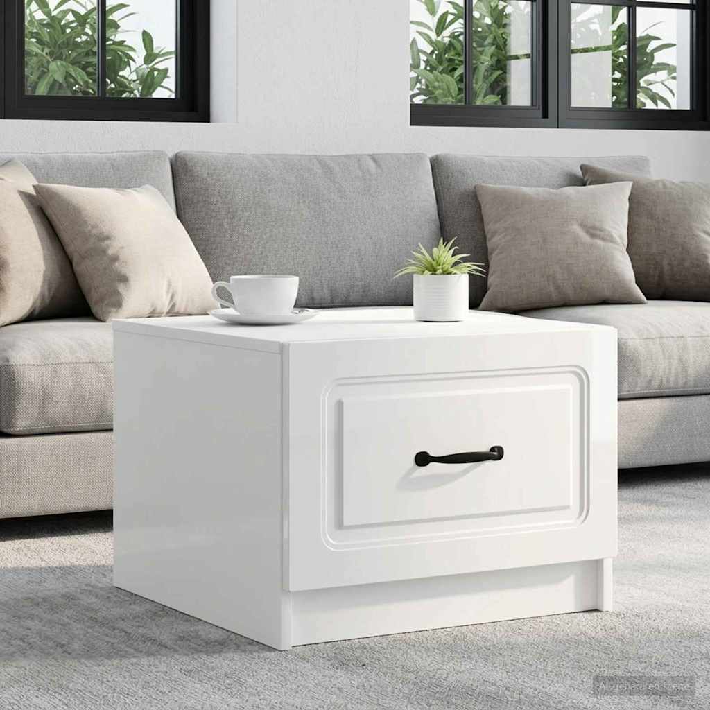 Salontafel met lade Hoogglans Wit 49 x 50 x 37 cm Bewerkt hout is nu te koop bij PeponiXL, paradijselijk wonen!