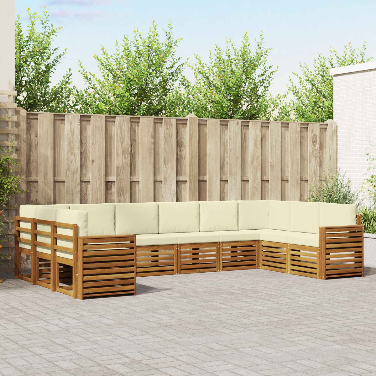 Hoekbank Set met kussen 10 pcs Natuurlijk en Crème is nu te koop bij PeponiXL, paradijselijk wonen!
