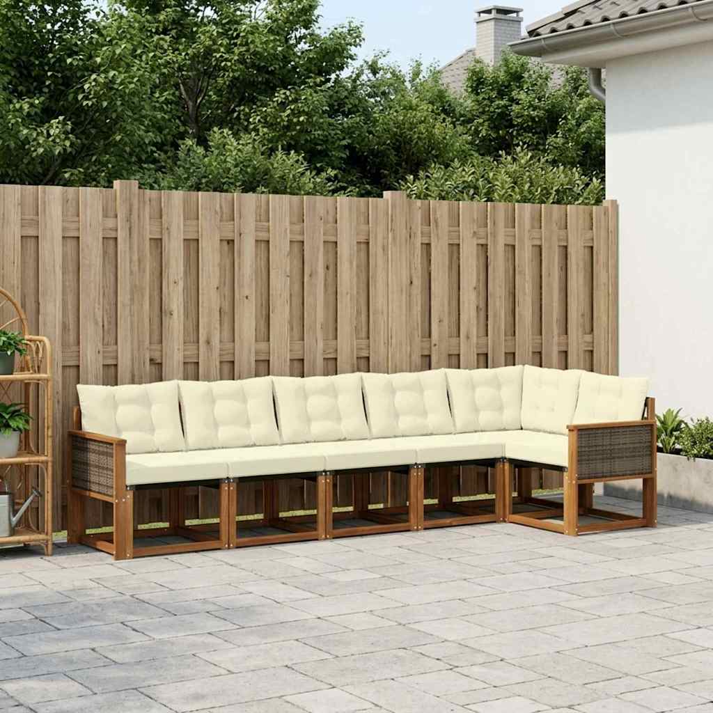 Buiten bankenset met kussen 6 pcs Natuurlijk en Crème is nu te koop bij PeponiXL, paradijselijk wonen!
