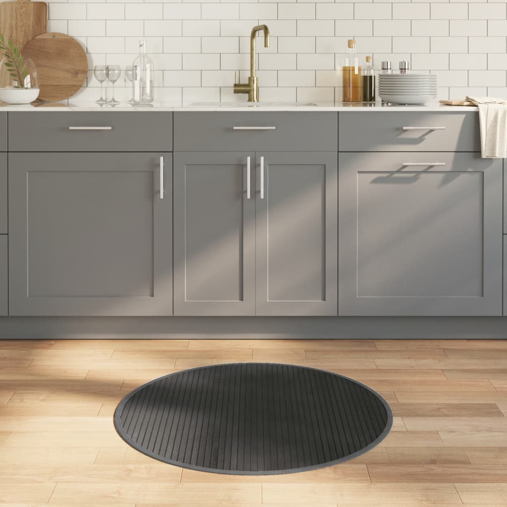 Vloerkleed rond 80 cm bamboe grijs is nu te koop bij PeponiXL, paradijselijk wonen!