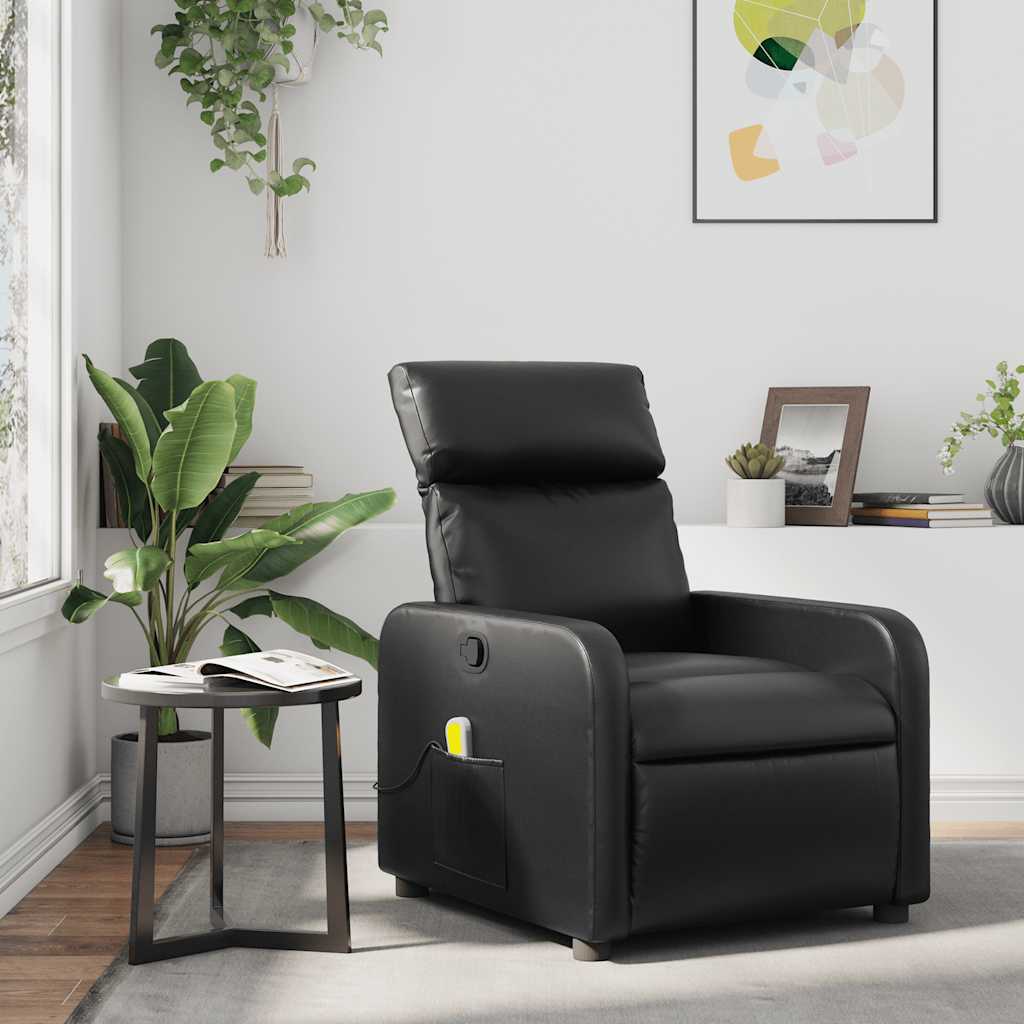 Massagestoel verstelbaar kunstleer zwart is nu te koop bij PeponiXL, paradijselijk wonen!