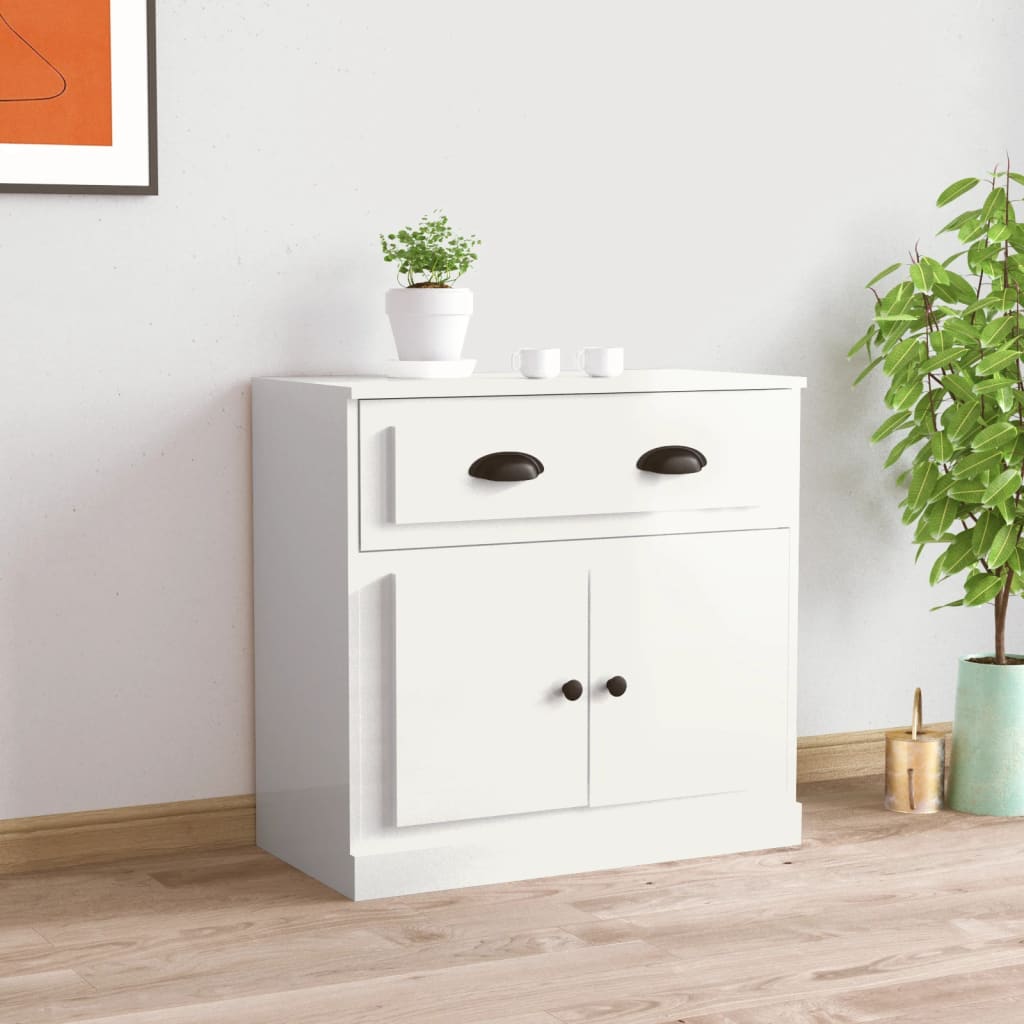 Dressoir 70x35x67,5 cm bewerkt hout hoogglans wit is nu te koop bij PeponiXL, paradijselijk wonen!