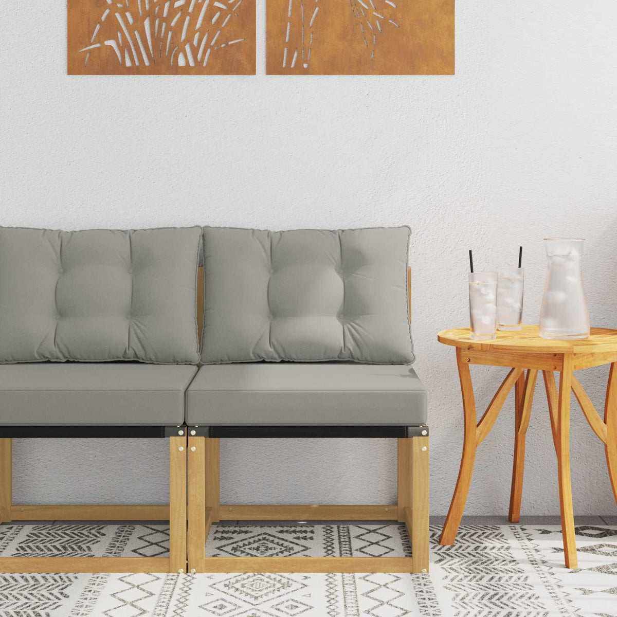 Buiten Midden Sofa Massief acaciahout en Textilene Stof Wit is nu te koop bij PeponiXL, paradijselijk wonen!