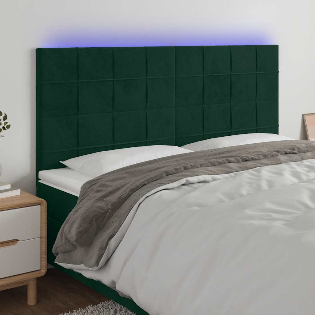 Hoofdbord LED 180x5x118/128 cm fluweel donkergroen is nu te koop bij PeponiXL, paradijselijk wonen!