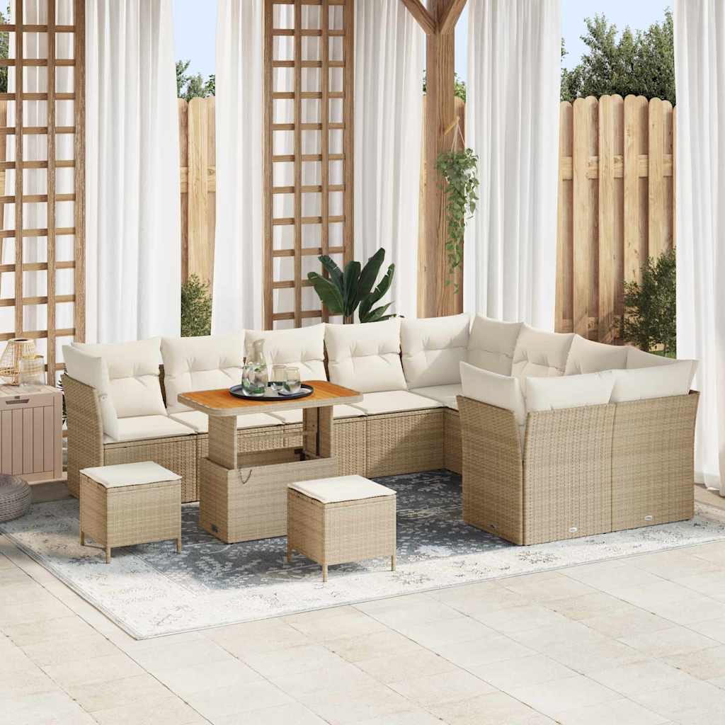 Tuinbankenset 12 pcs Beige poly rattan is nu te koop bij PeponiXL, paradijselijk wonen!