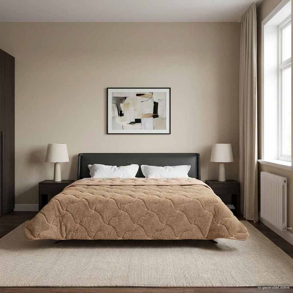 Winter Dekbed Taupe 200 x 220 cm Microfiber en Teddy fleece is nu te koop bij PeponiXL, paradijselijk wonen!