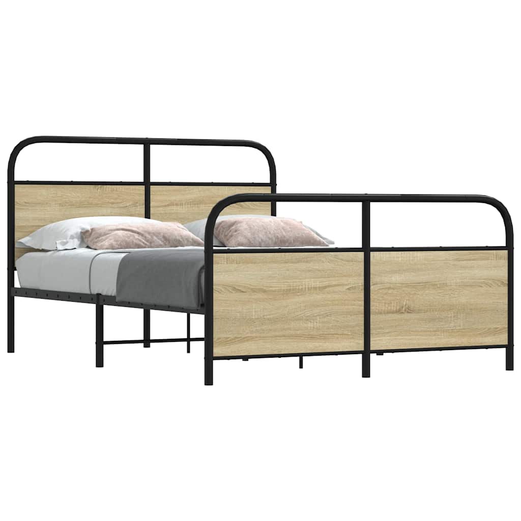 Bedframe zonder matras bewerkt hout sonoma eikenkleur 120x200cm is nu te koop bij PeponiXL, paradijselijk wonen!