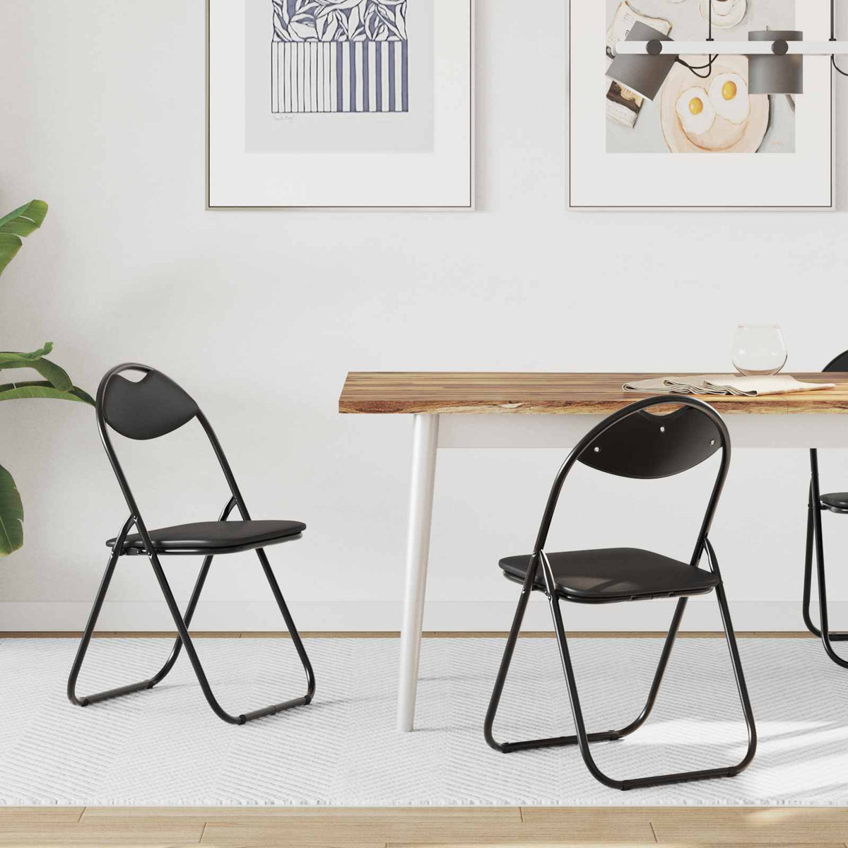 Inklapbare stoel 2 pcs Zwart 48 x 43,5 x 81 cm Nep Leer is nu te koop bij PeponiXL, paradijselijk wonen!