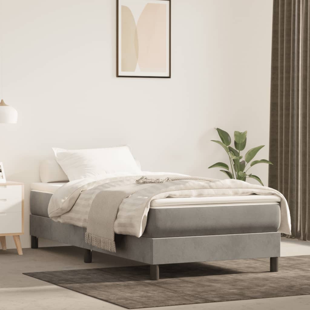 Boxspring bed 100x200 cm fluweel lichtgrijs is nu te koop bij PeponiXL, paradijselijk wonen!