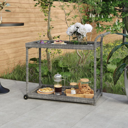 Serveerwagen 100x45x83 cm poly rattan grijs is nu te koop bij PeponiXL, paradijselijk wonen!