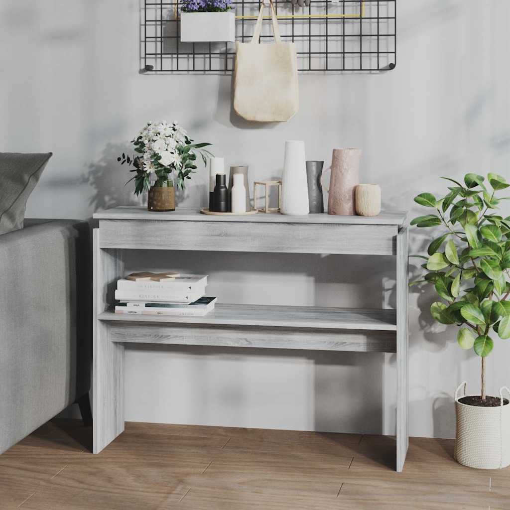 Wandtafel 102x30x80 cm bewerkt hout grijs sonoma eikenkleurig is nu te koop bij PeponiXL, paradijselijk wonen!
