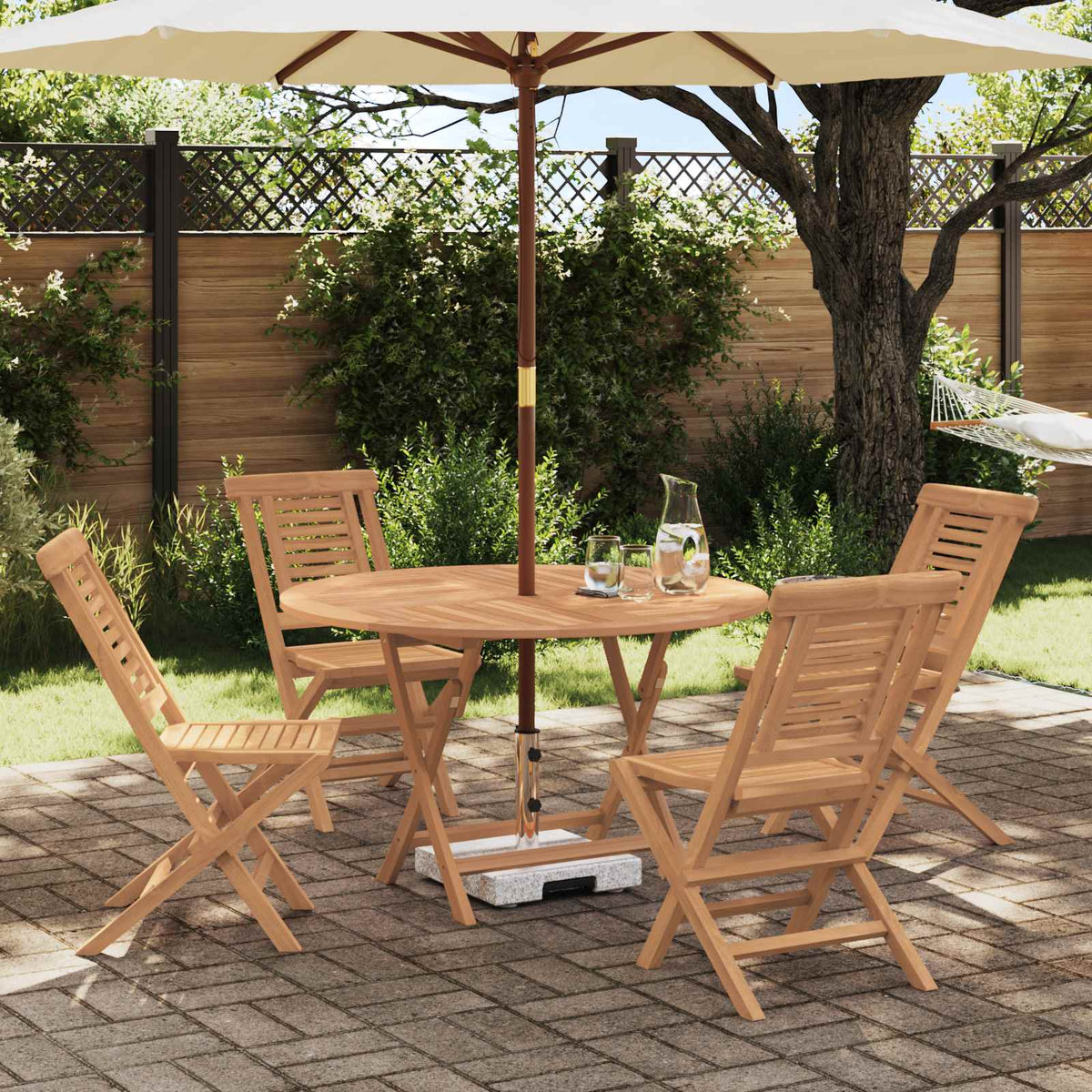 Tuinset 5 st Bruin Massief Teakhout is nu te koop bij PeponiXL, paradijselijk wonen!