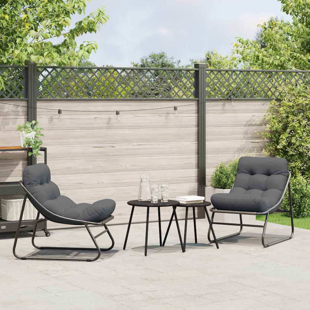 Tuinmeubelen 2 pcs Zwart 60,5 x 81 x 71 cm Gepoedercoat staal is nu te koop bij PeponiXL, paradijselijk wonen!