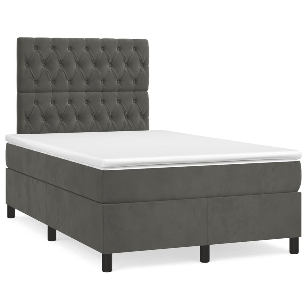 Boxspring met matras en LED fluweel donkergrijs 120x190 cm is nu te koop bij PeponiXL, paradijselijk wonen!