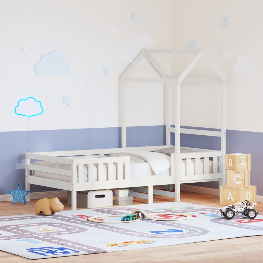 Bedframe met huisje massief grenenhout wit 75x190 cm is nu te koop bij PeponiXL, paradijselijk wonen!