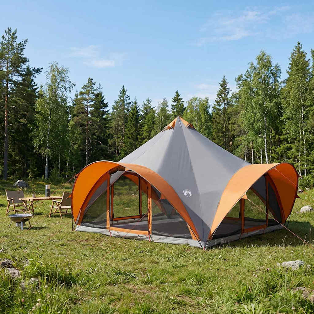 Tipi Tent met dak Grijs en Oranje 18-Persoon Polyester en staal is nu te koop bij PeponiXL, paradijselijk wonen!