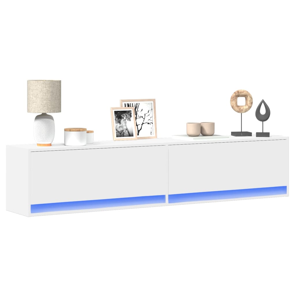 Tv-wandmeubel met LED-verlichting 180x31x38 cm wit is nu te koop bij PeponiXL, paradijselijk wonen!