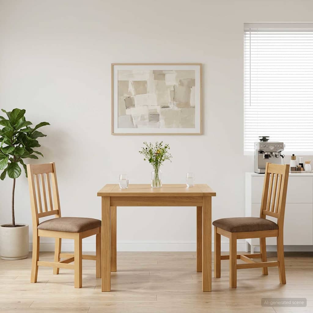 Eetkamerstoel VENLO 2 pcs Massief Eikenhout Natuurlijk en Grijs is nu te koop bij PeponiXL, paradijselijk wonen!