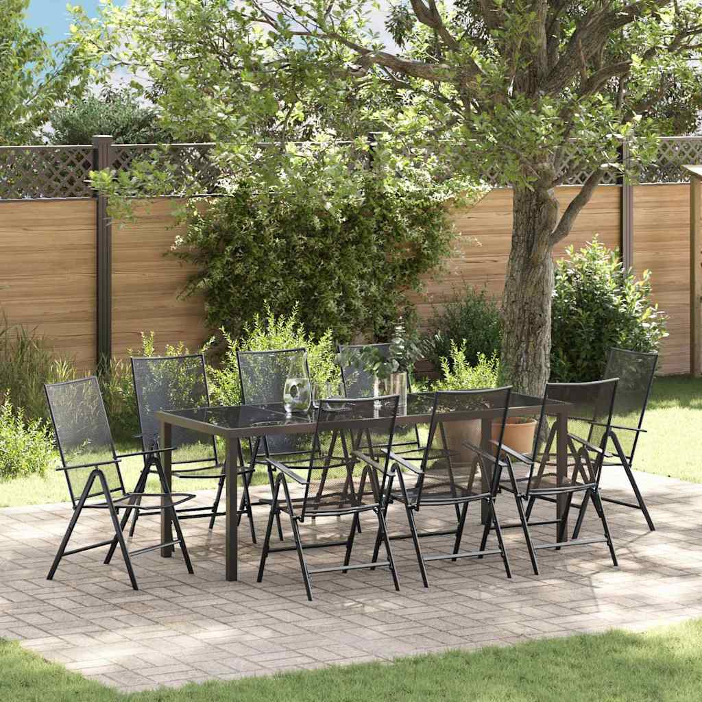 Tuin eettafelset 9 pcs Antraciet Gepoedercoat staal is nu te koop bij PeponiXL, paradijselijk wonen!