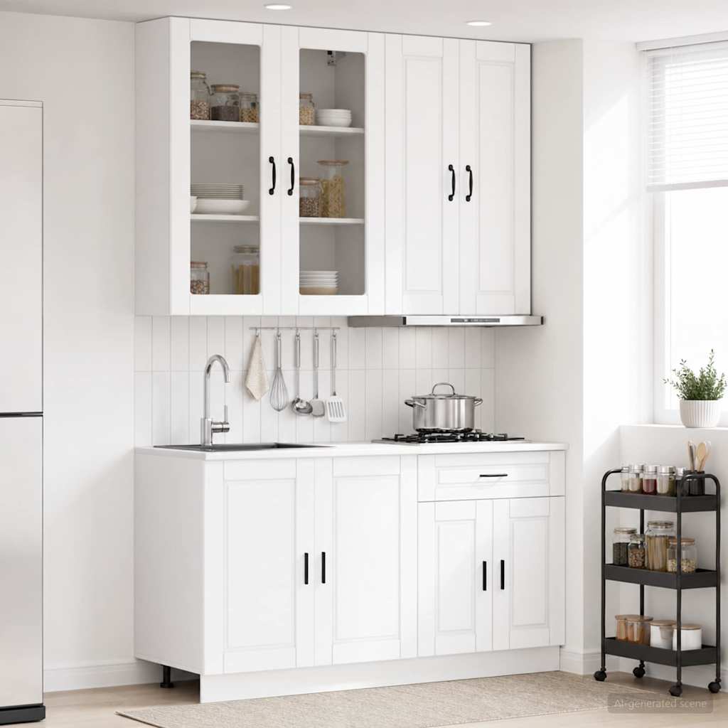 Keukenblok PORTO 4 pcs Wit Bewerkt hout is nu te koop bij PeponiXL, paradijselijk wonen!