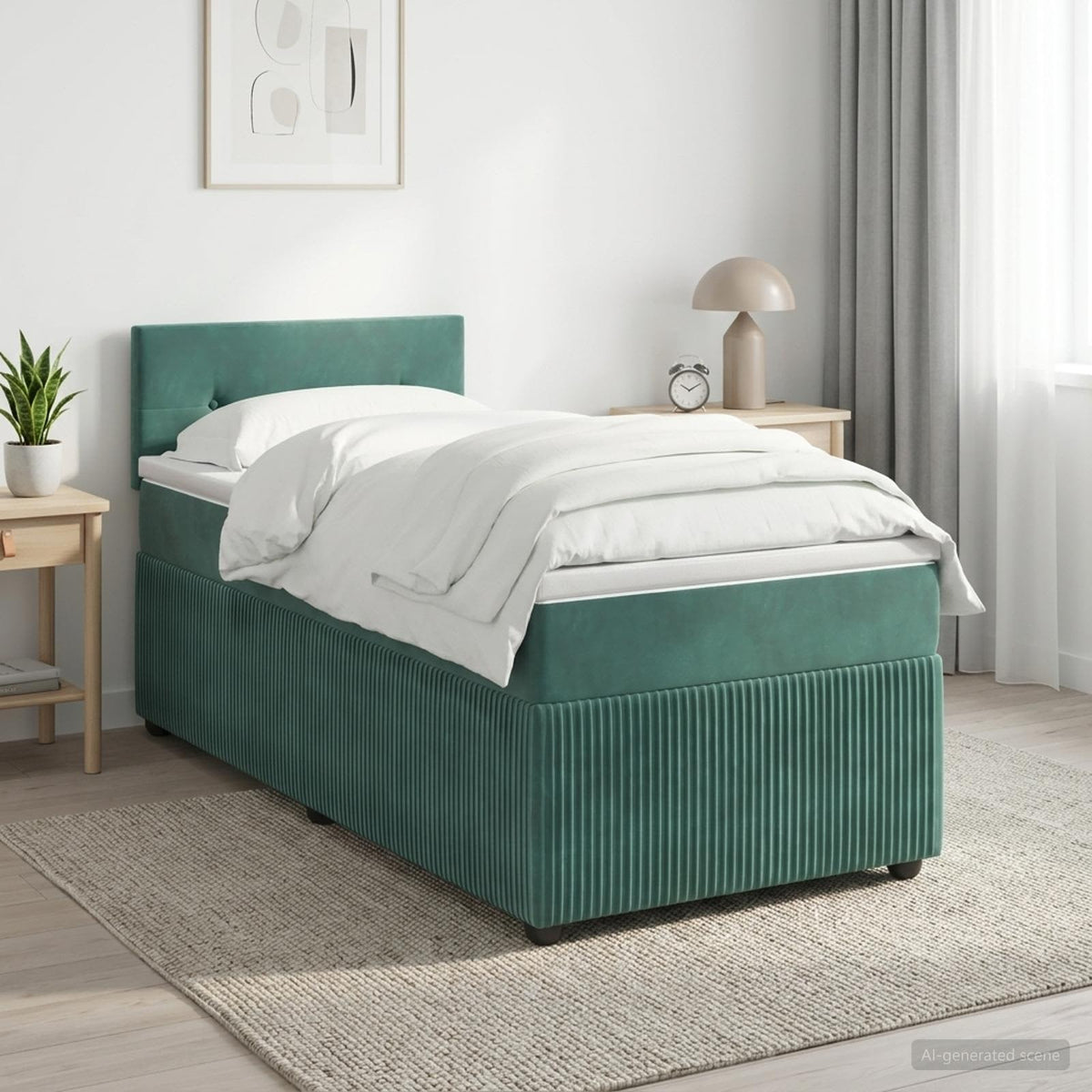 Boxspringbed met matras Donkergroen 90 x 190 cm Fluweel is nu te koop bij PeponiXL, paradijselijk wonen!