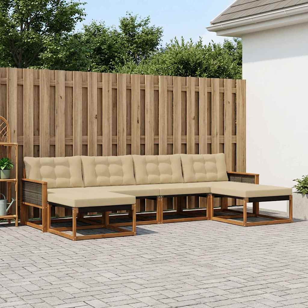 Buiten bankenset met kussen 6 pcs Natuurlijk en Beige is nu te koop bij PeponiXL, paradijselijk wonen!