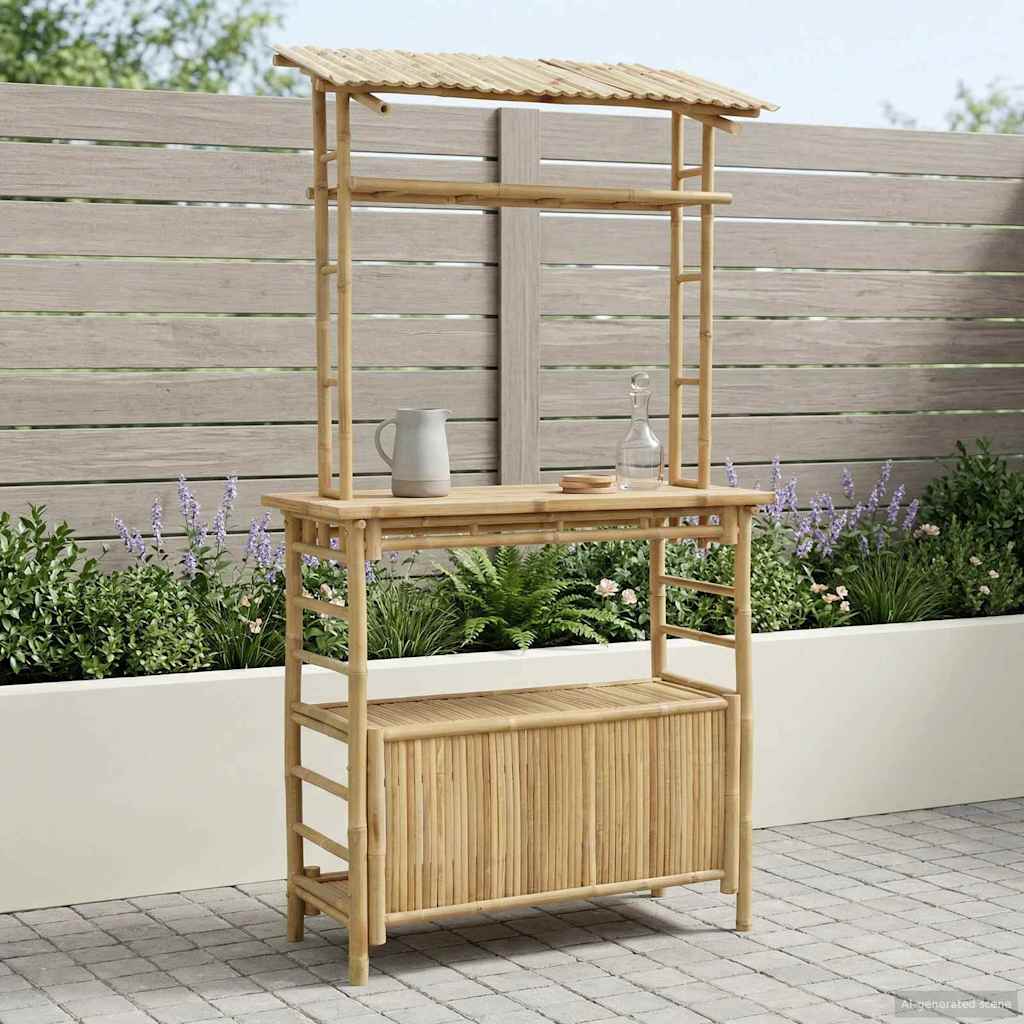 Buiten Bartafel met opslag Naturel 110 x 50 x 210 cm Bamboe is nu te koop bij PeponiXL, paradijselijk wonen!