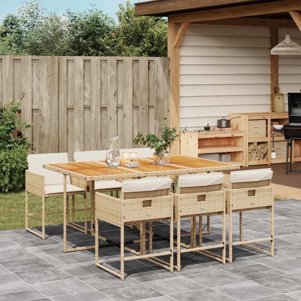 7-delige Tuinset met kussens poly rattan beige is nu te koop bij PeponiXL, paradijselijk wonen!