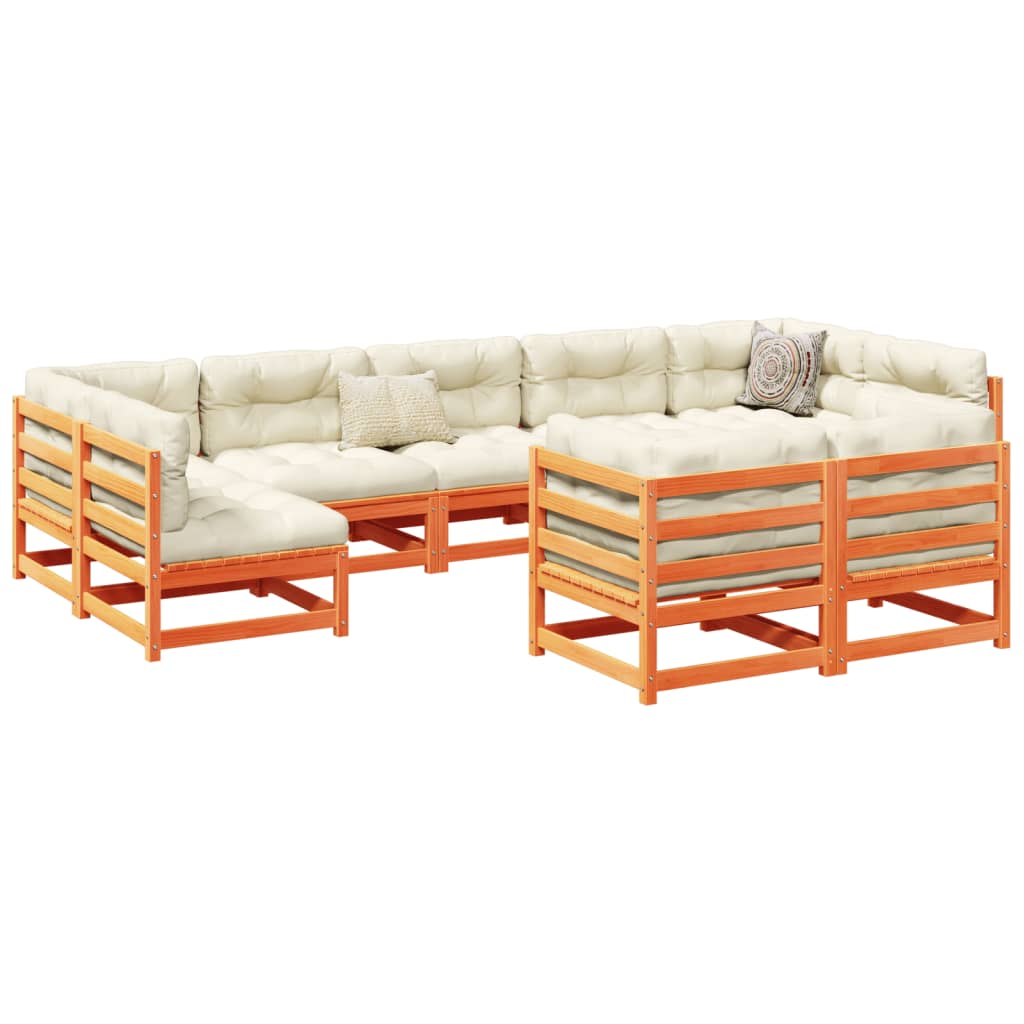 9-delige Loungeset met kussens massief grenenhout wasbruin is nu te koop bij PeponiXL, paradijselijk wonen!