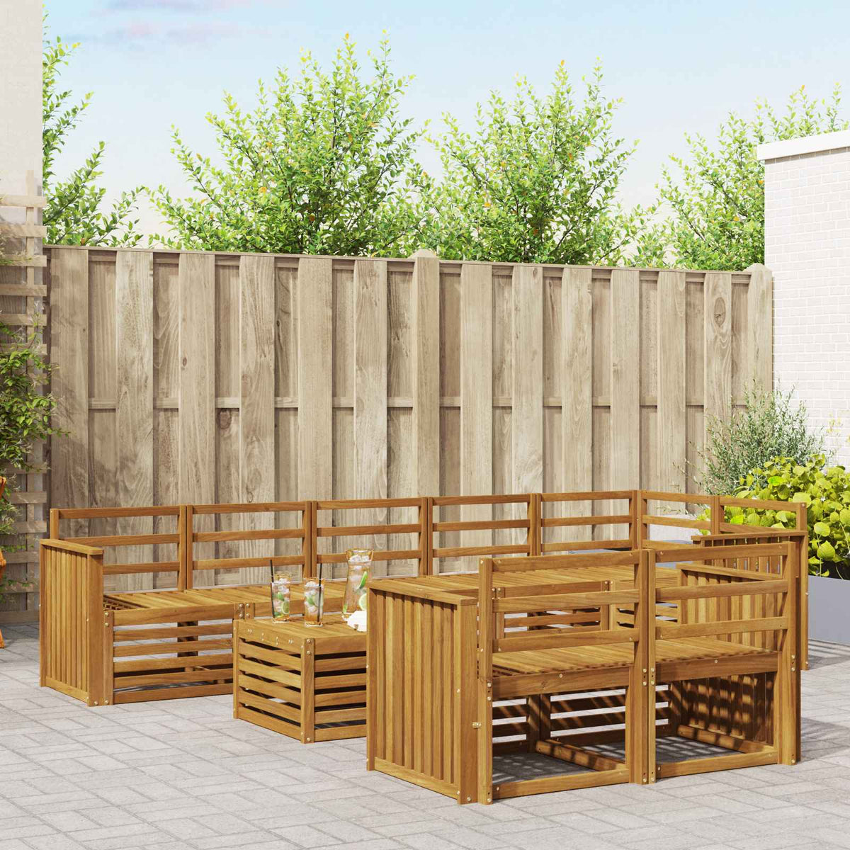 Sofa-Sets 9 pcs Naturel Massief Acaciahout is nu te koop bij PeponiXL, paradijselijk wonen!
