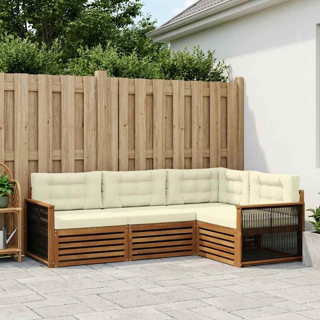 Buiten bankenset met kussen 4 pcs Natuurlijk en Crème is nu te koop bij PeponiXL, paradijselijk wonen!