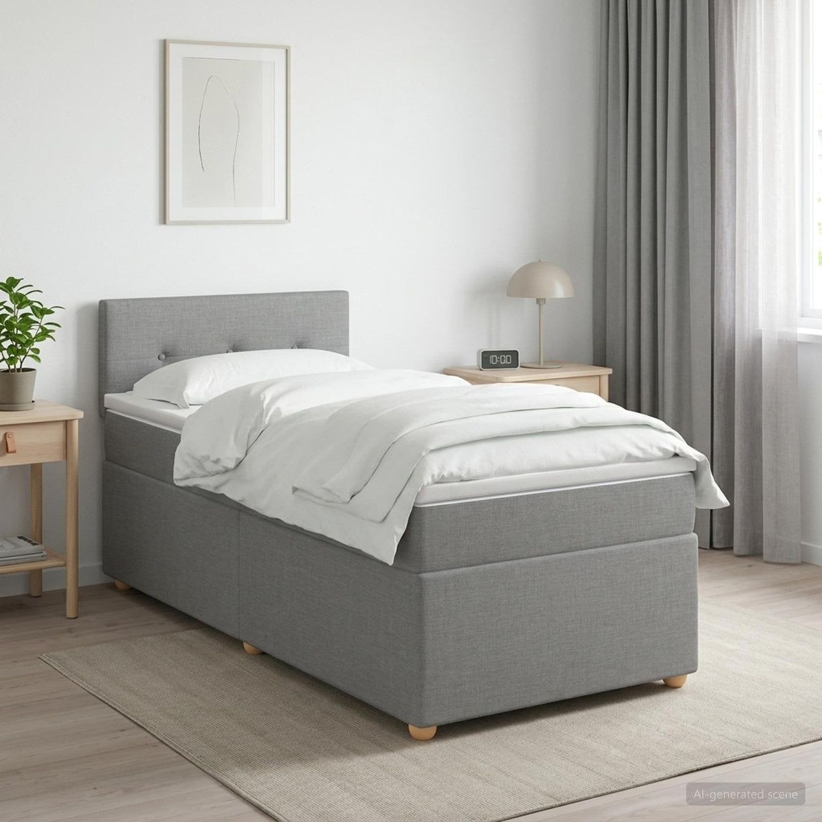 Boxspringbed met matras Lichtgrijs 90 x 190 cm Stof is nu te koop bij PeponiXL, paradijselijk wonen!