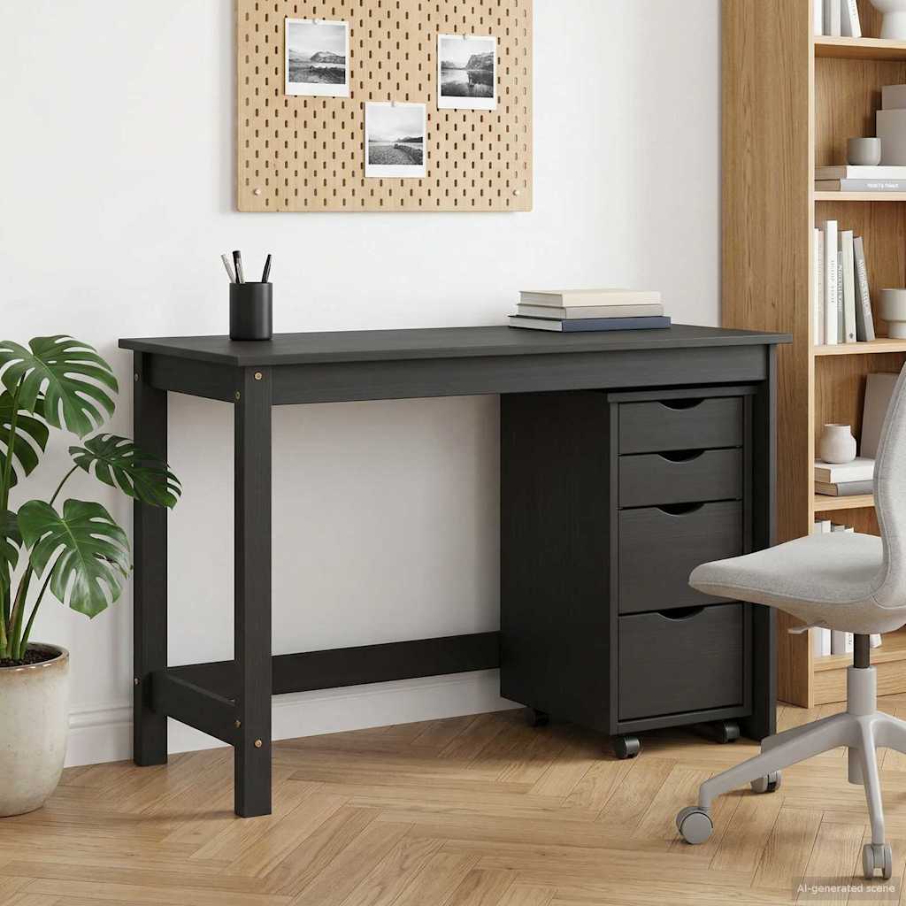 Bureau en rollende kast set MOSS 2 pcs Zwart is nu te koop bij PeponiXL, paradijselijk wonen!