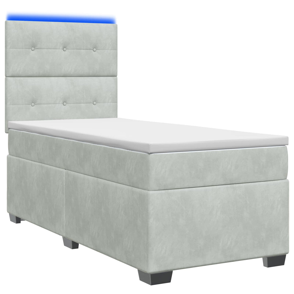 Boxspring Bed met Matras en LED Lichtgrijs 90 x 190 cm Fluweel is nu te koop bij PeponiXL, paradijselijk wonen!