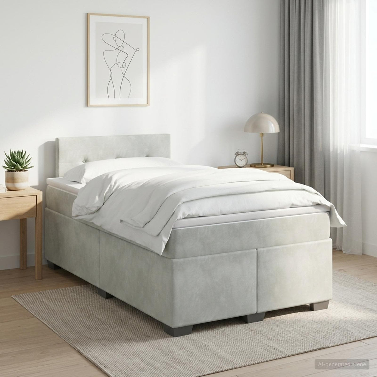 Boxspringbed met matras Lichtgrijs 120 x 190 cm Fluweel is nu te koop bij PeponiXL, paradijselijk wonen!
