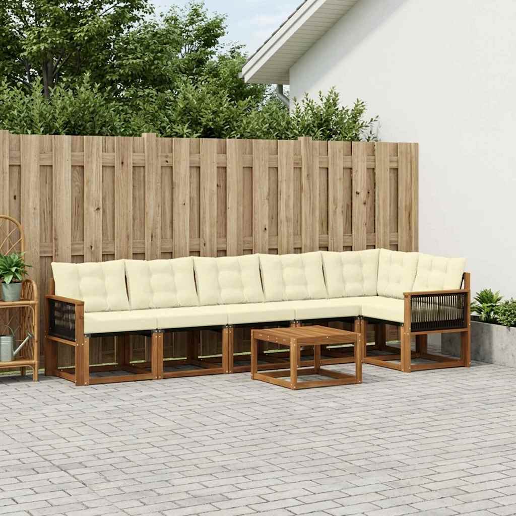 Buiten bankenset met kussen 7 pcs Natuurlijk en Crème is nu te koop bij PeponiXL, paradijselijk wonen!