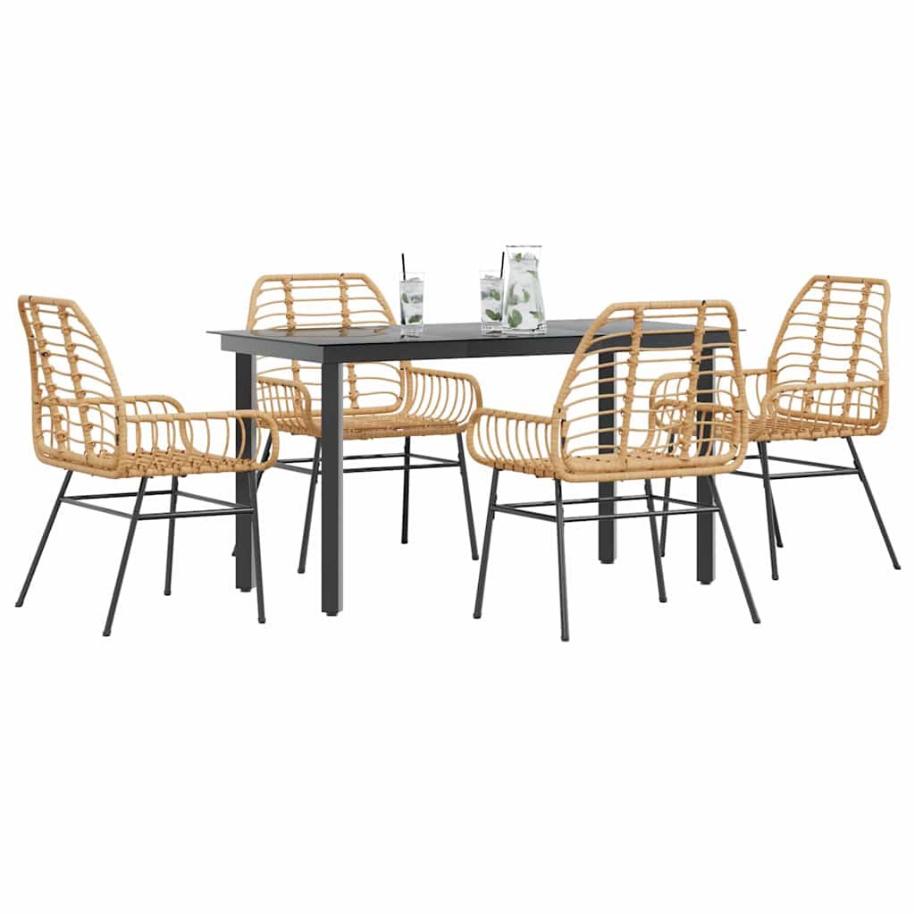5-delige Tuinset poly rattan glas bruin is nu te koop bij PeponiXL, paradijselijk wonen!