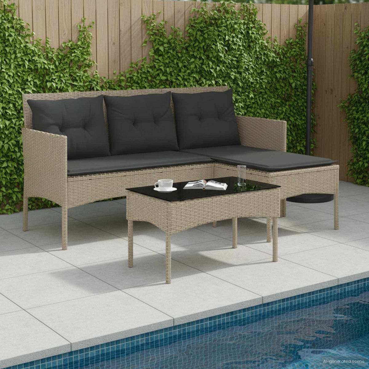 Tuinbankenset met kussen 2 pcs poly rattan is nu te koop bij PeponiXL, paradijselijk wonen!