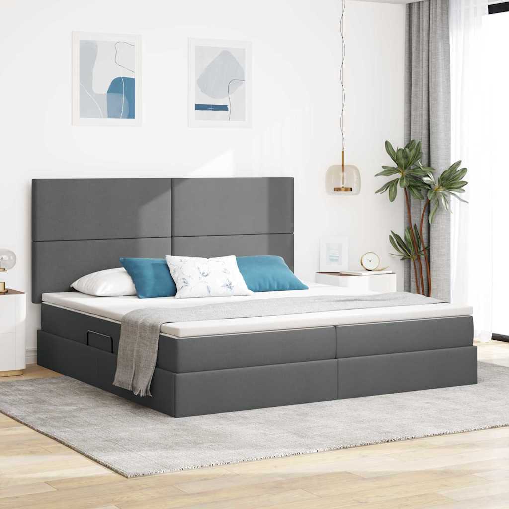 Opslag bed met matras Donkergrijs 200 x 200 cm Polyester is nu te koop bij PeponiXL, paradijselijk wonen!