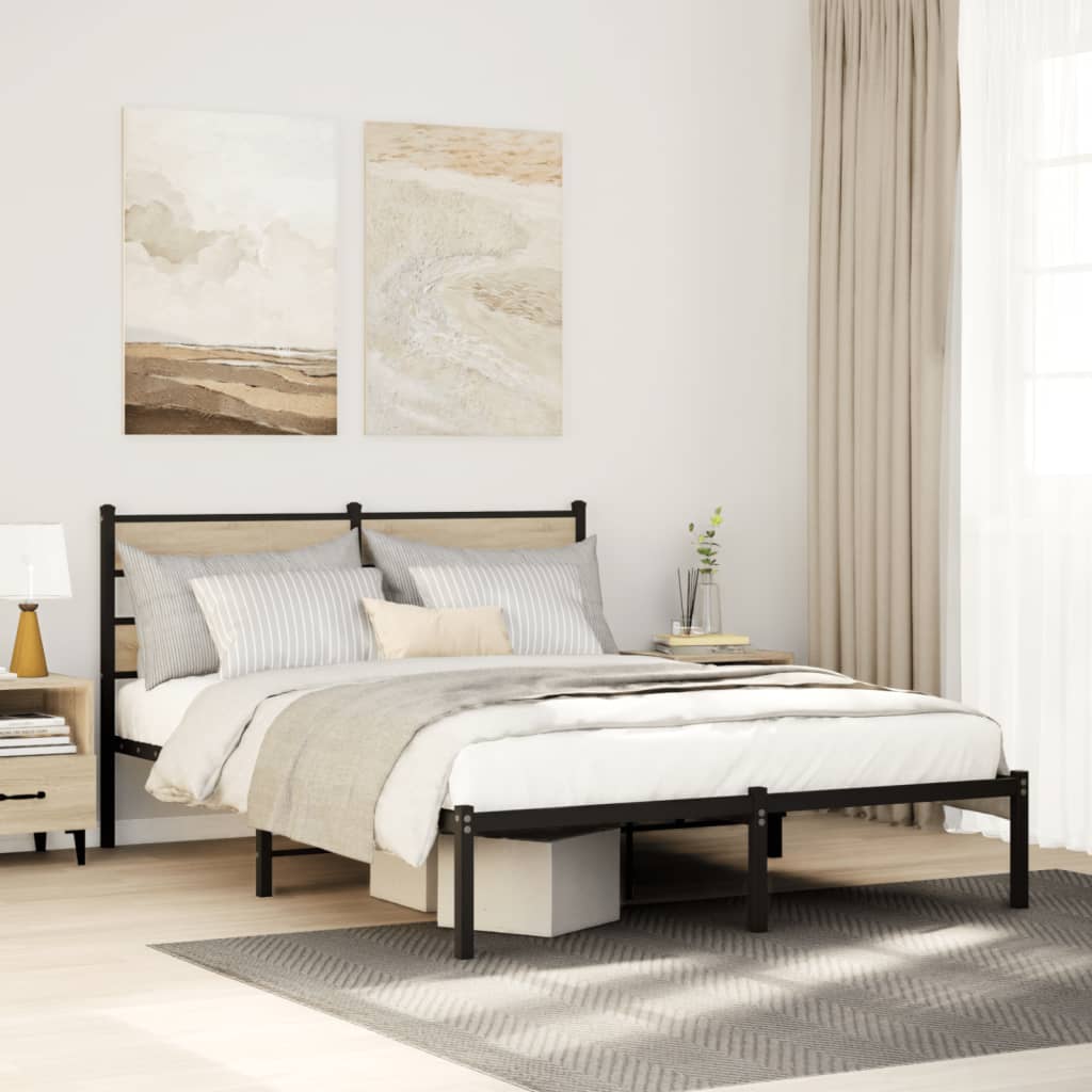 Bedframe zonder matras metaal sonoma eikenkleurig 160x200 cm is nu te koop bij PeponiXL, paradijselijk wonen!