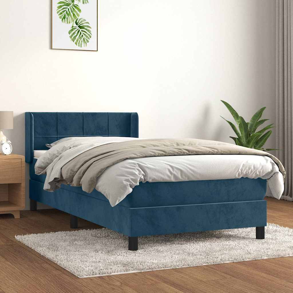 Boxspring met matras fluweel donkerblauw 80x200 cm is nu te koop bij PeponiXL, paradijselijk wonen!