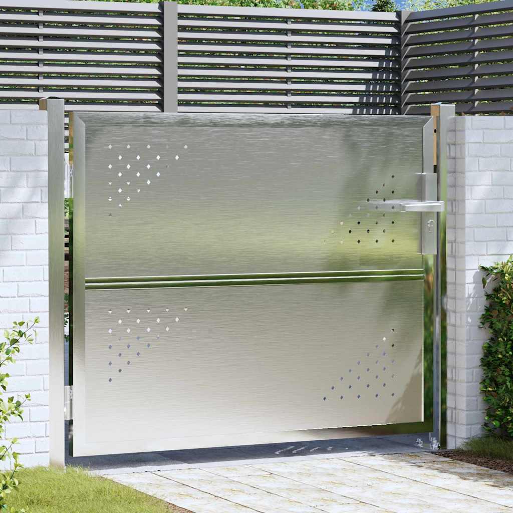 Tuinpoort met slot Zilver 85 x 70 cm Roestvrij staal is nu te koop bij PeponiXL, paradijselijk wonen!