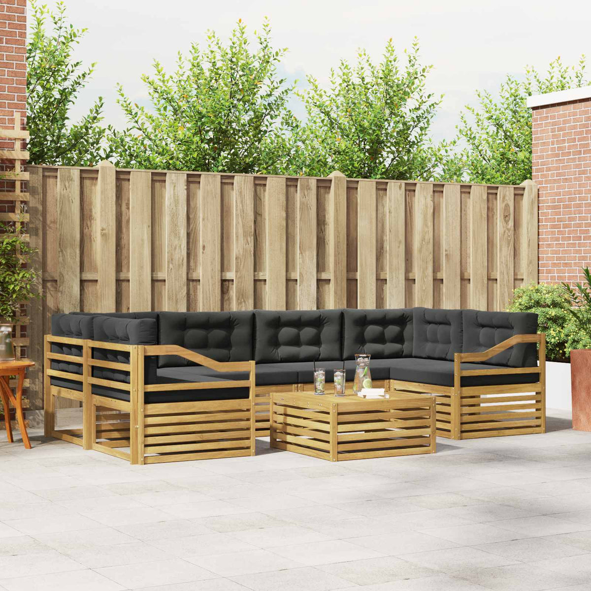 Buiten bankenset 7 pcs Wit en antracietkleurig Polyester is nu te koop bij PeponiXL, paradijselijk wonen!