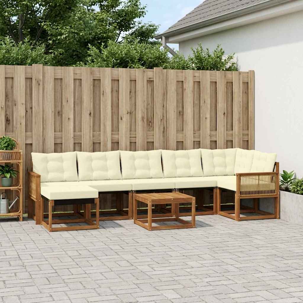 Buiten bankenset met kussen 8 pcs Natuurlijk en Crème is nu te koop bij PeponiXL, paradijselijk wonen!